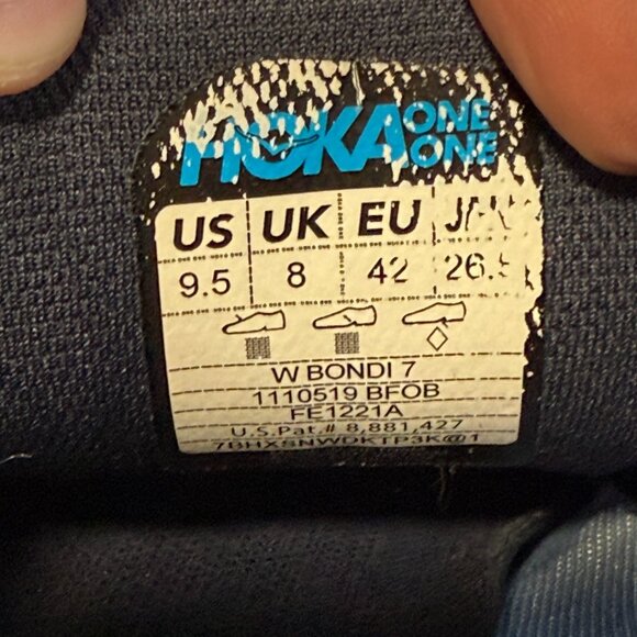Hoka One One Women 9.5 Bondi 7 Running Sneaker Athletic Active Blue Comfort Shoe - Picture 8 of 8